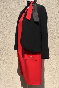 robe trapèze Rouge Veste et foulard bi colore